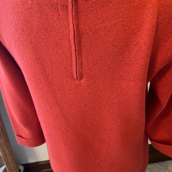 Fall weather orange brown pullover sweater with 2 front pockets zipper back- - Picture 4 of 5